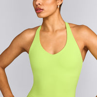 SoftMotion™ Racer Back Vest with Built in Bra Shelf with Grey Logo | Citrus Green