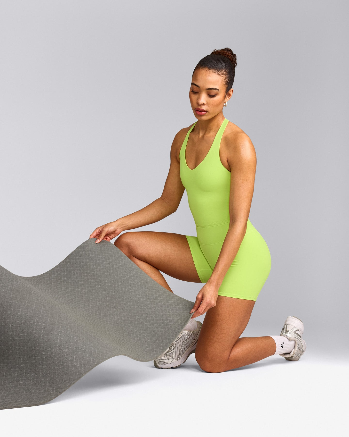 SoftMotion™ Racer Back Vest with Built in Bra Shelf with Grey Logo | Citrus Green