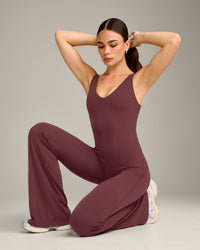 SoftMotion™ Scoop Back Flared All In One Long with Grey Logo | Velvet Mocha