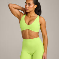 SoftMotion™ Scoop Back Bralette with Grey Logo | Citrus Green