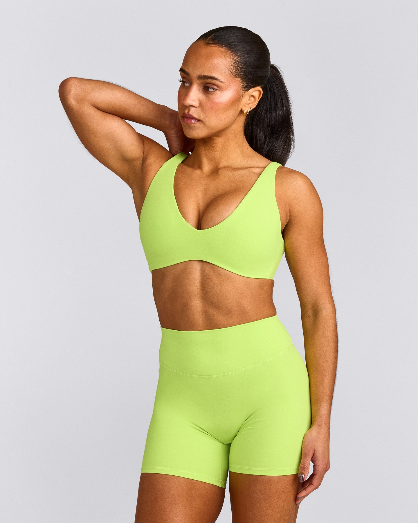 SoftMotion™ Scoop Back Bralette with Grey Logo | Citrus Green