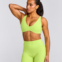 SoftMotion™ Scoop Back Bralette with Grey Logo | Citrus Green