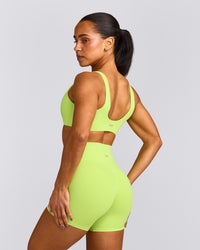 SoftMotion™ Scoop Back Bralette with Grey Logo | Citrus Green