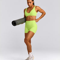 SoftMotion™ Scoop Back Bralette with Grey Logo | Citrus Green