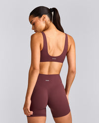 SoftMotion™ Scoop Back Bralette with Grey Logo | Velvet Mocha