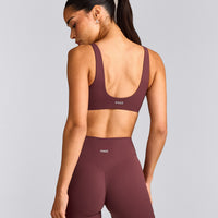 SoftMotion™ Scoop Back Bralette with Grey Logo | Velvet Mocha