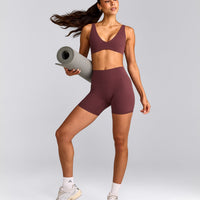 SoftMotion™ Scoop Back Bralette with Grey Logo | Velvet Mocha