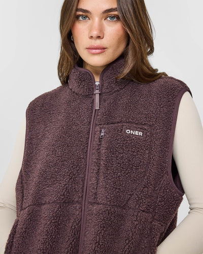 Fleece Gilet with Chest Pocket | Umber Brown