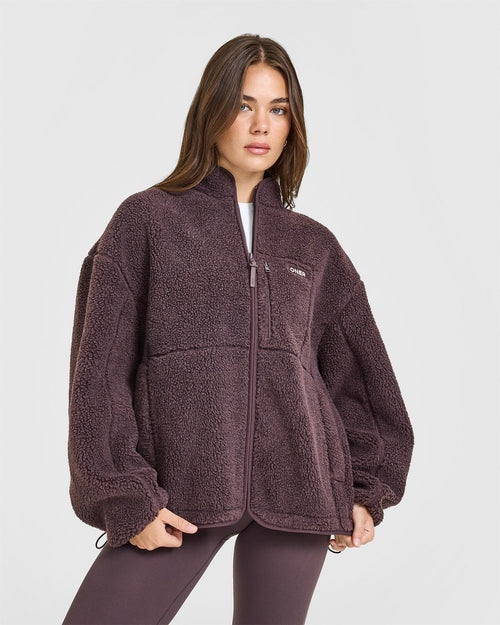 Oner Modal Fleece Jacket with Chest Pocket | Umber Brown