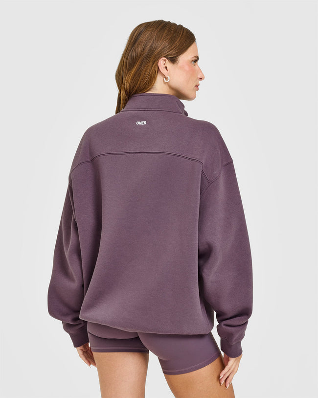 Foundations Oversized 1/4 Zip Sweatshirt | Vintage Purple