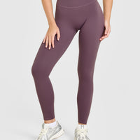 SoftMotion™ High Waisted Leggings with White Logo | Vintage Purple