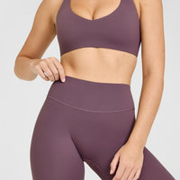 SoftMotion™ High Waisted Leggings with White Logo | Vintage Purple