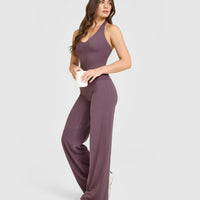 SoftMotion™ Halter Neck Vest with Built in Bra Shelf with White Logo | Vintage Purple