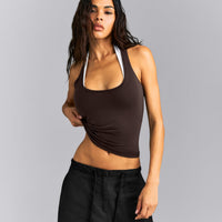 Fitted Cotton Racer Tank | 70% Cocoa