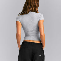 Fitted Cotton Short Sleeve Crew Neck T-Shirt | Mid Gray Marl
