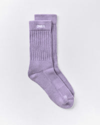 Rib Long Crew Socks | Dark Lavender Marl