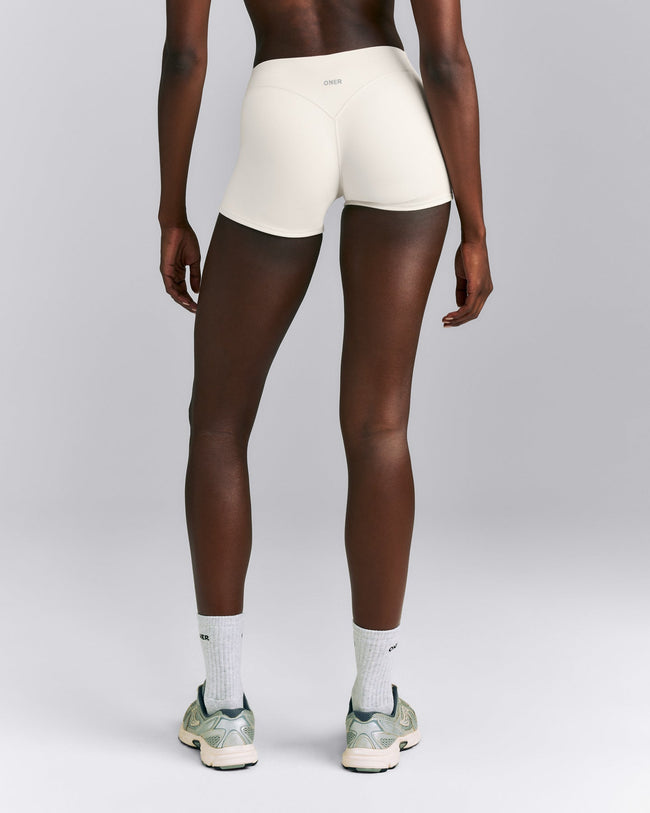 SoftMotion™ Double Layer Mid Rise Micro Shorts 4" | Marshmallow White