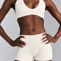 SoftMotion™ Double Layer Mid Rise Micro Shorts 4" | Marshmallow White