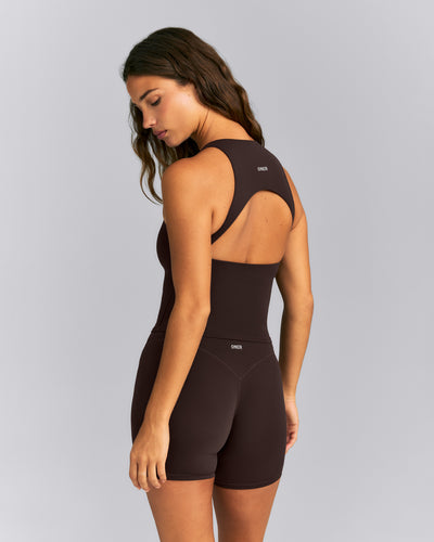 SoftMotion™ High Neck Mid Tank with Built in Bra Shelf | 70% Cocoa