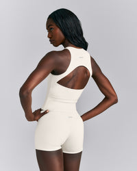 SoftMotion™ High Neck Mid Tank with Built in Bra Shelf | Marshmallow White