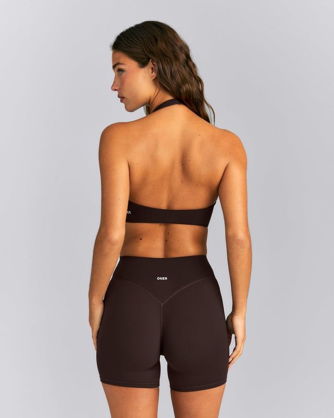 SoftMotion™ Minimal Halter Neck Bralette | 70% Cocoa
