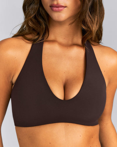 SoftMotion™ Minimal Halter Neck Bralette | 70% Cocoa