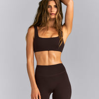 SoftMotion™ Soft Square Neck Sports Bra | 70% Cocoa