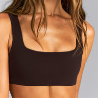 SoftMotion™ Soft Square Neck Sports Bra | 70% Cocoa