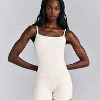 SoftMotion™ Strappy Tank Top with Built in Bra Shelf | Marshmallow White