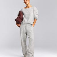 Oversized Knit Off-The-Shoulder Sweater | Light Gray Marl