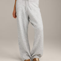 Oversized Knit Straight Leg Bottoms | Light Grey Marl
