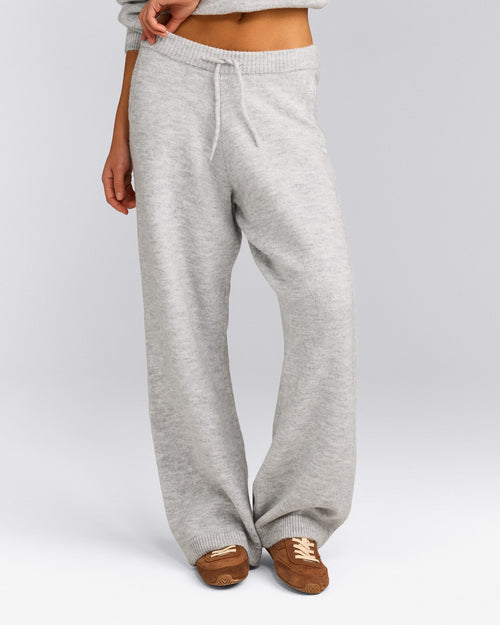 Oversized Knit Straight Leg Trousers | Light Gray Marl