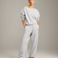 Oversized Knit Straight Leg Bottoms | Light Grey Marl
