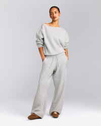 Oversized Knit Straight Leg Bottoms | Light Grey Marl