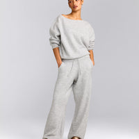 Oversized Knit Straight Leg Bottoms | Light Grey Marl