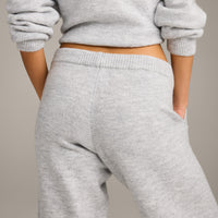 Oversized Knit Straight Leg Bottoms | Light Grey Marl