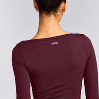 Mellow™ Motion Wide V Neck Long Sleeve Top | Cherry Lacquer Purple