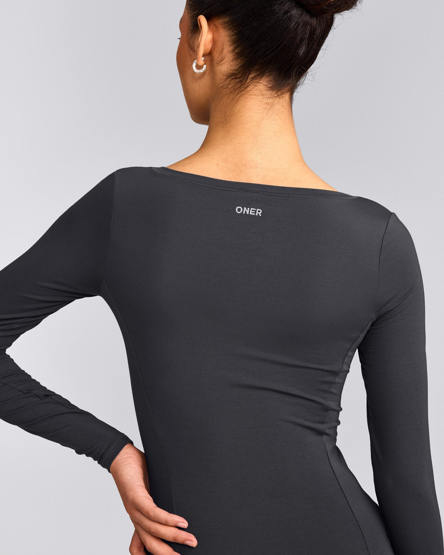 Mellow™ Motion Wide V Neck Long Sleeve Top | Coal