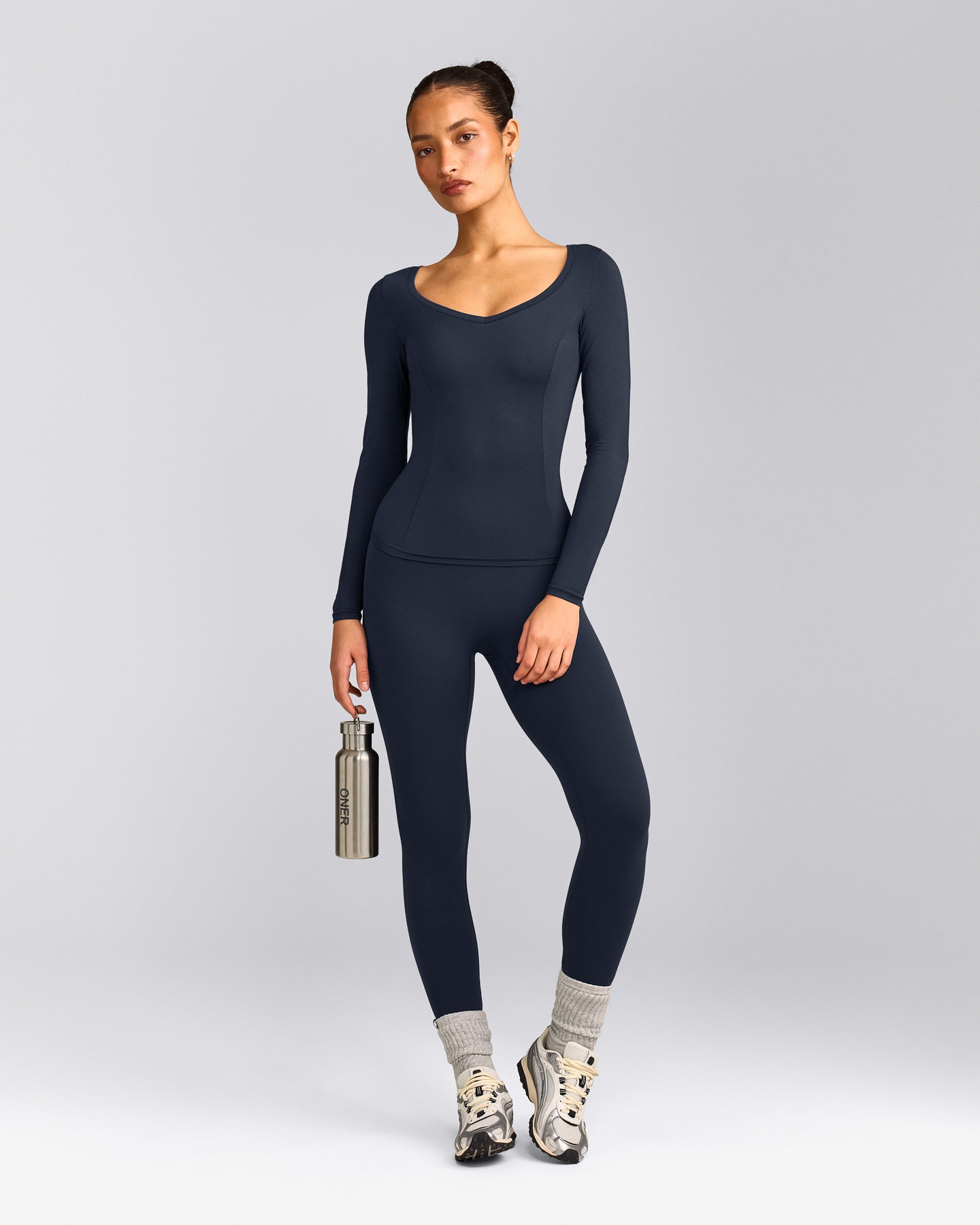 Mellow™ Motion Wide V Neck Long Sleeve Top | True Blue