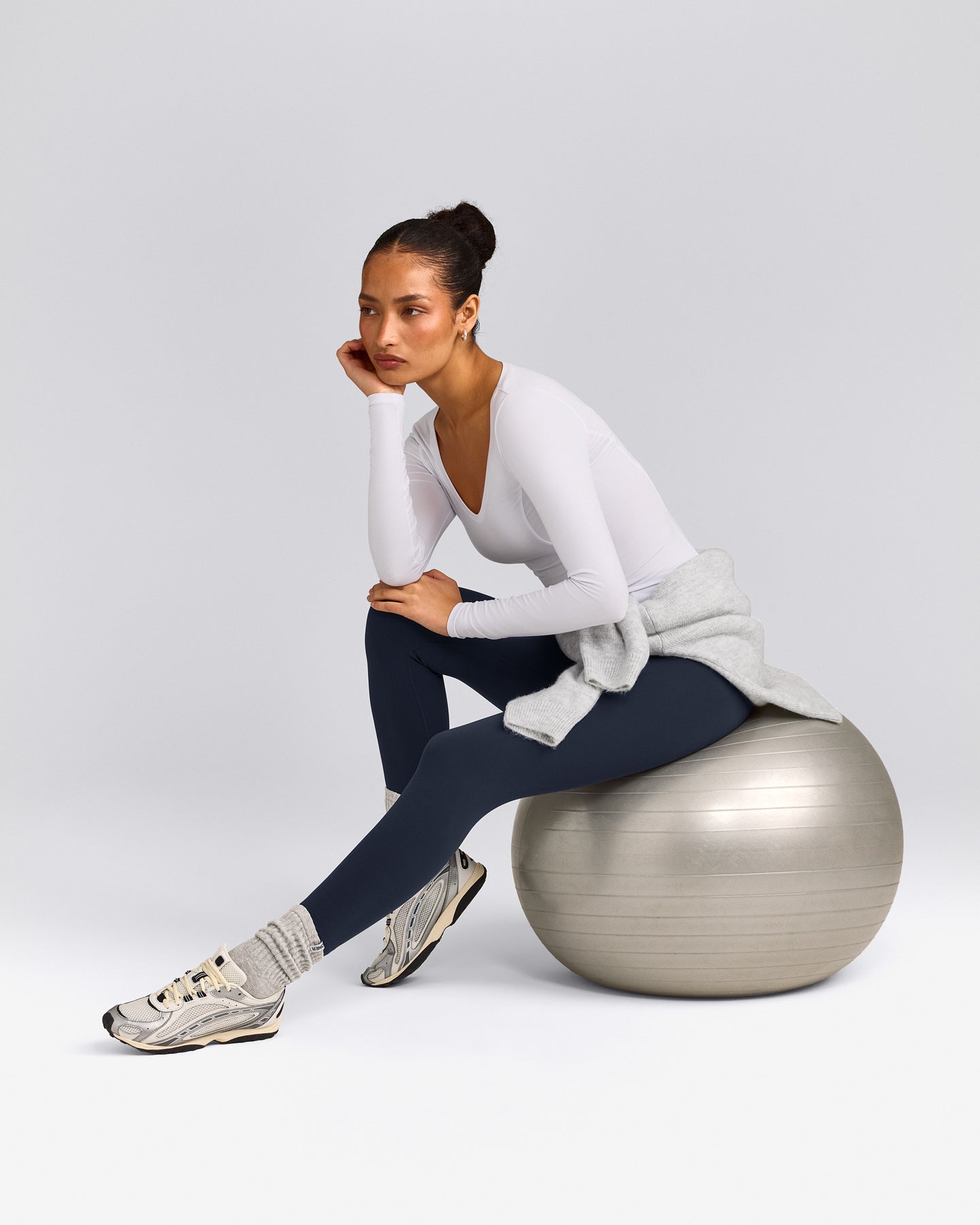 Mellow™ Motion Wide V Neck Long Sleeve Top | White