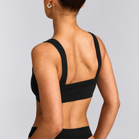 Seamless Scoop Neck Bralette | Black