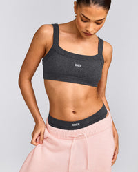 Seamless Scoop Neck Bralette | Charcoal Marl