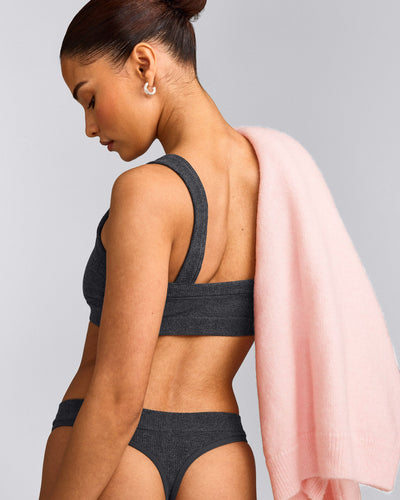 Seamless Scoop Neck Bralette | Charcoal Marl