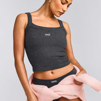 Seamless Scoop Neck Vest | Charcoal Marl