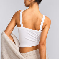 Seamless Scoop Neck Vest | White