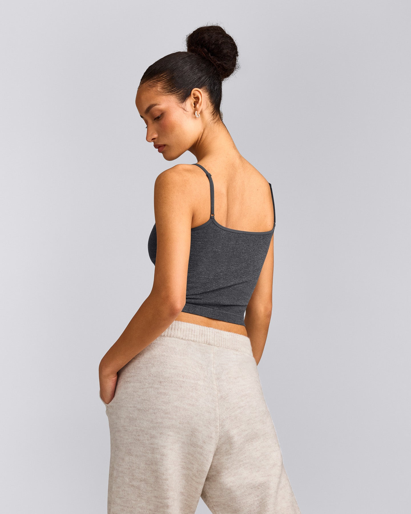 Seamless Strappy Vest | Charcoal Marl