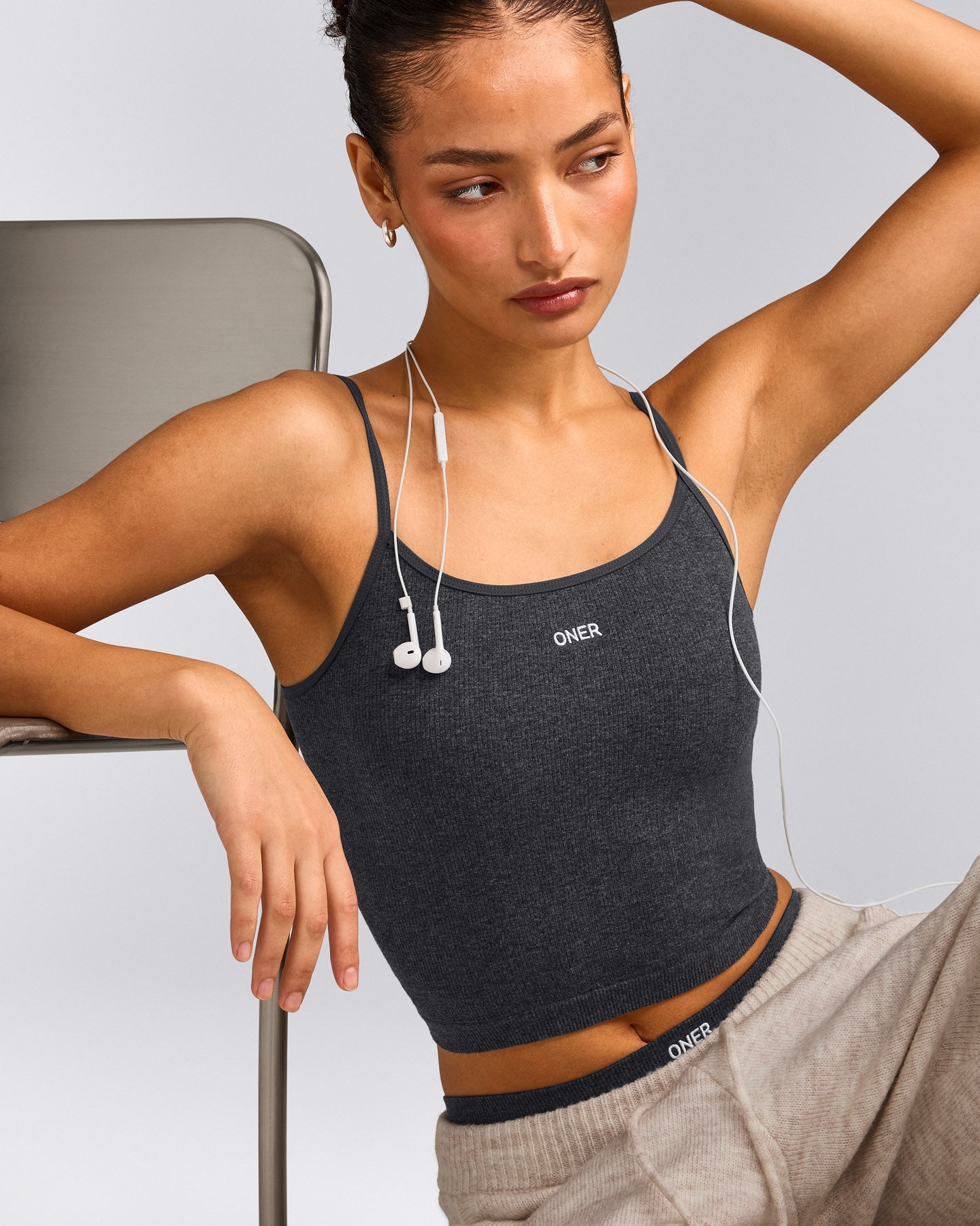 Seamless Strappy Vest | Charcoal Marl