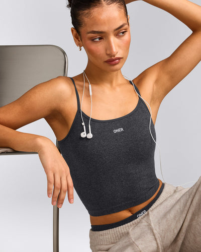 Seamless Strappy Vest | Charcoal Marl