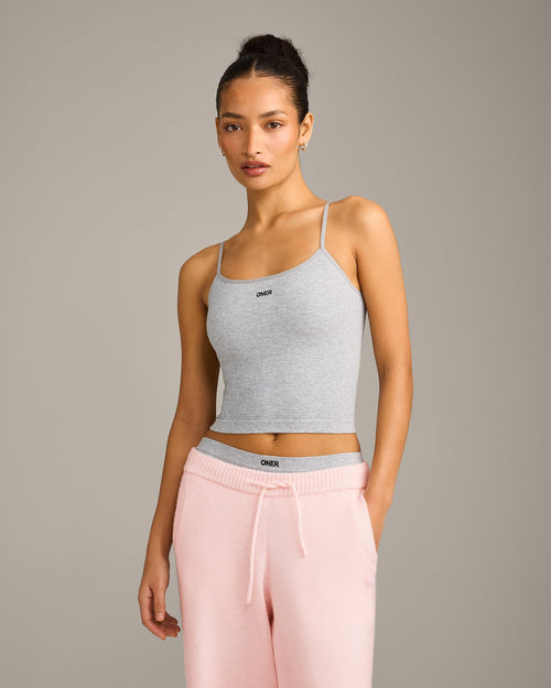 Seamless Strappy Vest | Grey Marl