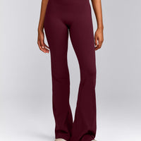 SoftMotion™ Flared Pants with Gray Logo | Cherry Lacquer Purple